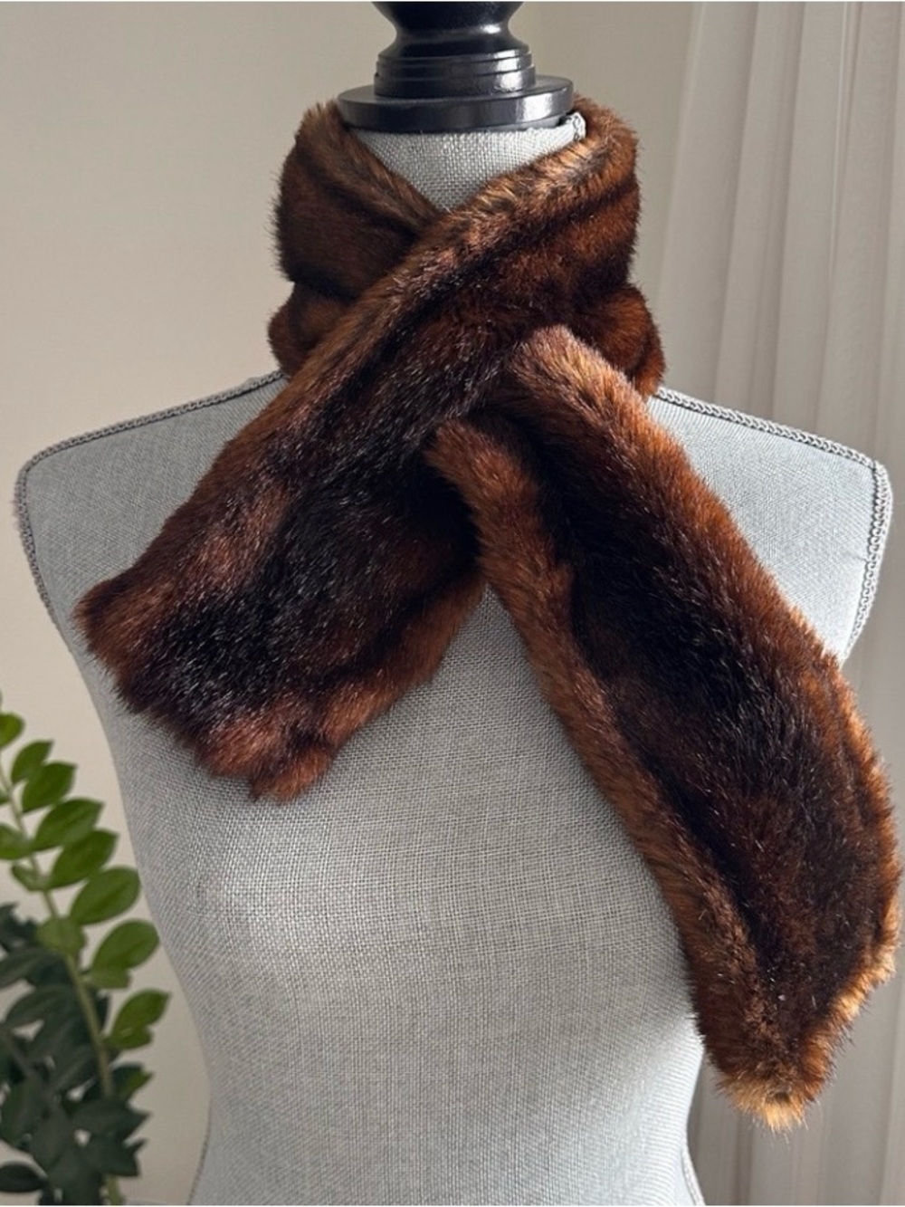 Faux Fur Scarf - Brown
